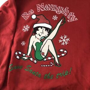 Vintage Christmas Betty Boop Be Naughty Crewneck Size Large sweatshirt long slv